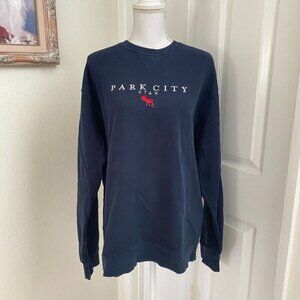 Big Cotton Park City Utah Graphic Sweatshirt Size Large Unisex Dark Blue